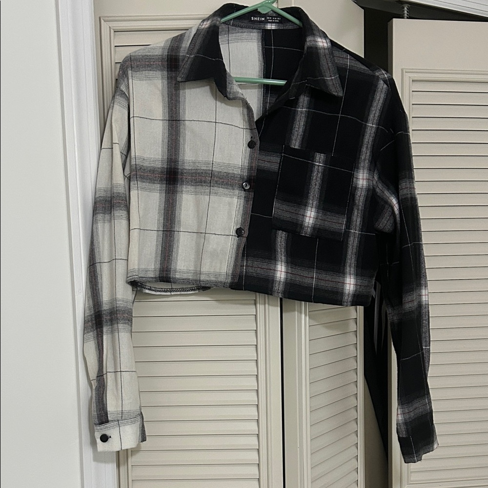 SHEIN Monochrome Plaid Shirt